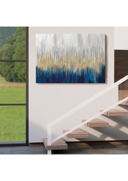 Mavi ve Gold'un Müthiş Uyumu Modern Kanvas TABLO-5046