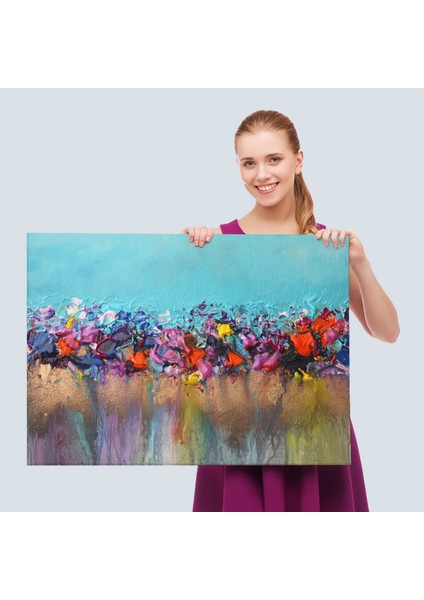Renkli Akrilik Boyaların Akma Anı Kanvas TABLOSU-5048 fırsatları