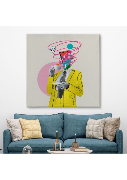 Çizgi Roman Kahramanı Kahvesini Yudumluyor Pop Art Kanvas TABLO-5066 fiyatları