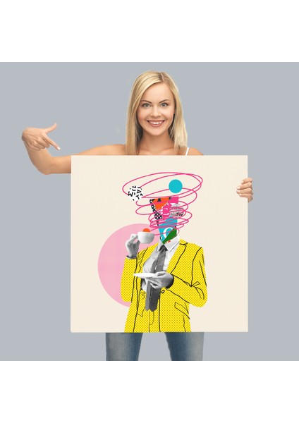 Çizgi Roman Kahramanı Kahvesini Yudumluyor Pop Art Kanvas TABLO-5066 modelleri