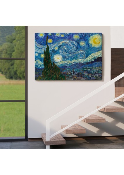 Vincent Van Gogh, Yıldızlı Gece Kanvas TABLOSU-5165