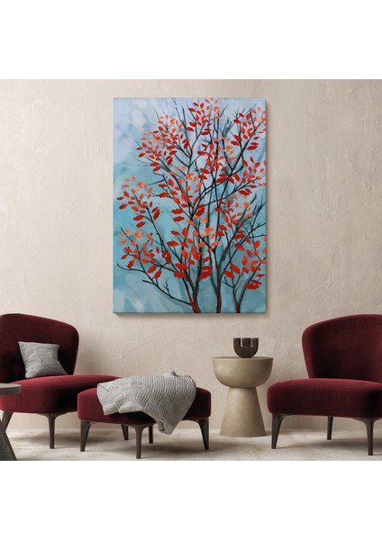 Kırmızı Yapraklar Soyut Dekoratif Kanvas TABLO-5179 fiyatları