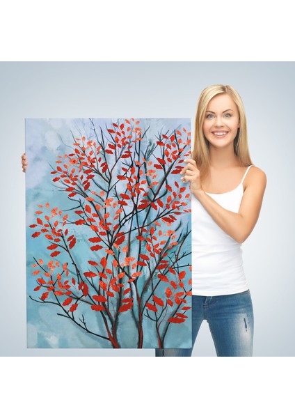 Kırmızı Yapraklar Soyut Dekoratif Kanvas TABLO-5179 modelleri