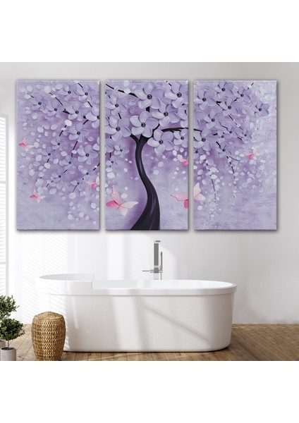 Mavi Inci Çiçekler ve Kelebekler Dekoratif Kanvas Duvar TABLOSU-3738 modelleri