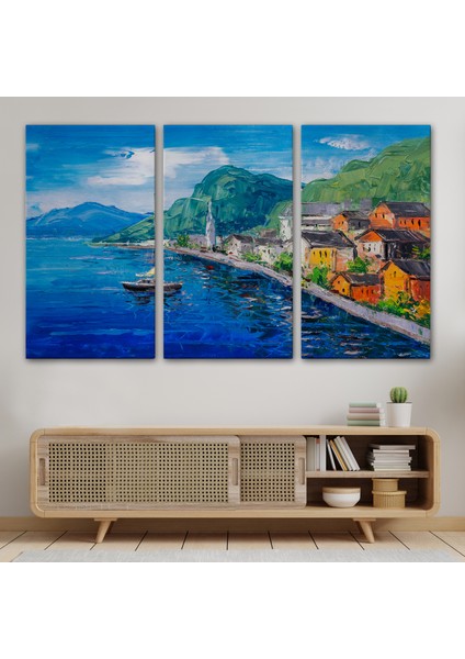 Hallstatt Avusturya Yağlıboya Görünüm Dekoratif Kanvas Duvar TABLOSU-3742 modelleri