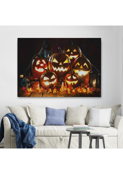 Cadılar Bayramı Korkunç Kabak Kanvas Dekoratif Duvar TABLOSU-5203 fiyatları