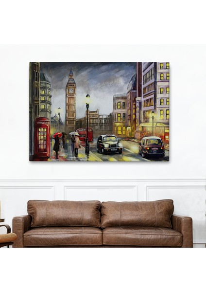 Ingiltere Londra Da Gece Yağlıboya Görünüm Dekoratif TABLO-3542 fiyatları