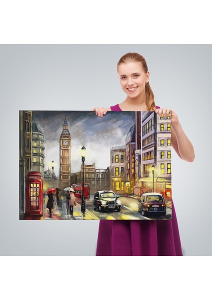 Ingiltere Londra Da Gece Yağlıboya Görünüm Dekoratif TABLO-3542 fırsatları