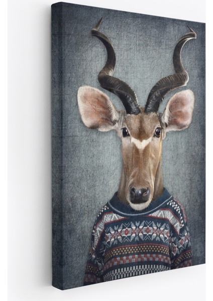 Antilop Kafalı Insan Kanvas TABLO-4996