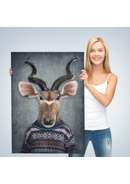 Antilop Kafalı Insan Kanvas TABLO-4996 modelleri
