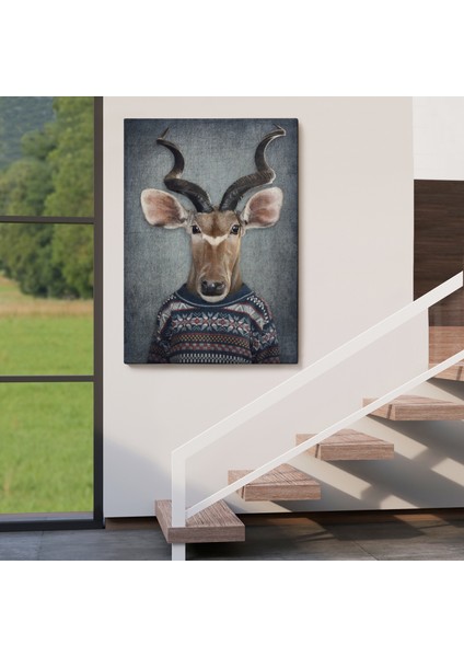 Antilop Kafalı Insan Kanvas TABLO-4996 fırsatları