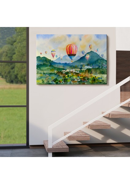 Kapadokya Hava Balonları Yağlıboya Görünüm Dekoratif Kanvas Duvar TABLOSU-3747 indirimleri