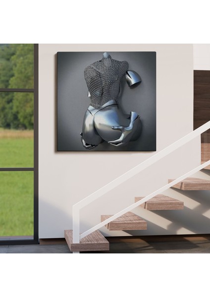 3D Efektli Gümüş Insan Kanvas Tablo, Gri ve Gümüş Duvar Dekoru, Aşk SANATI-5347 fırsatları