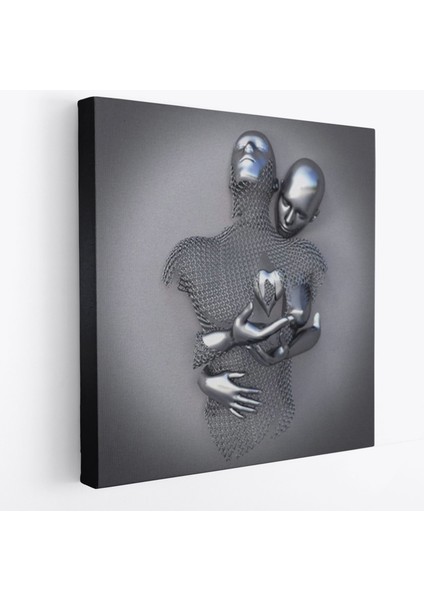 Modern Duvar Dekoru, Romantik Beden, Aşk Sanatı, 3D Efektli Gümüş Kanvas TABLO-5358