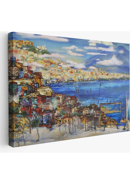 Napoli Manzaralı Yağlıboya Görünüm Dekoratif Kanvas Duvar TABLOSU-3503