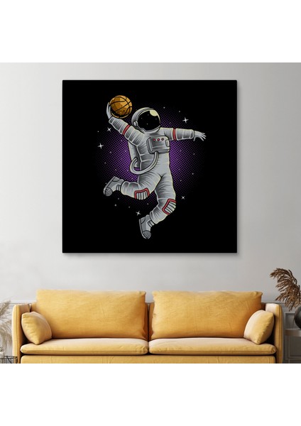 Ay'da Basketbol Oynayan Astronot Kanvas TABLO-5068 fiyatları
