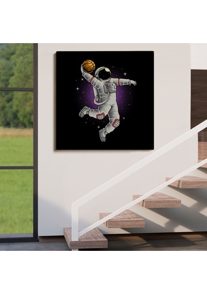 Ay'da Basketbol Oynayan Astronot Kanvas TABLO-5068 fırsatları