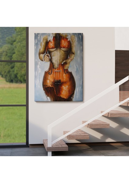 Violin Kadın Kanvas Duvar Tablosu, Kadın Keman Sanatı, Suluboya TUVAL-5229 fırsatları