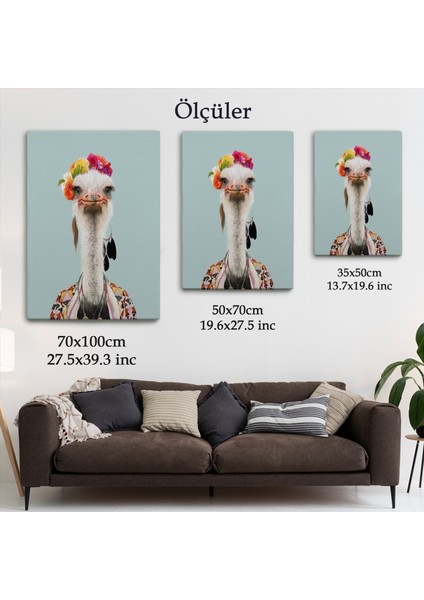 Insan Kıyafetli Deve Kuşu Dekoratif Duvar Tablosu -6286