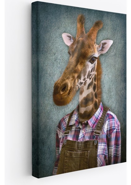 Zurafa Kafalı Insan Kanvas TABLO-4989