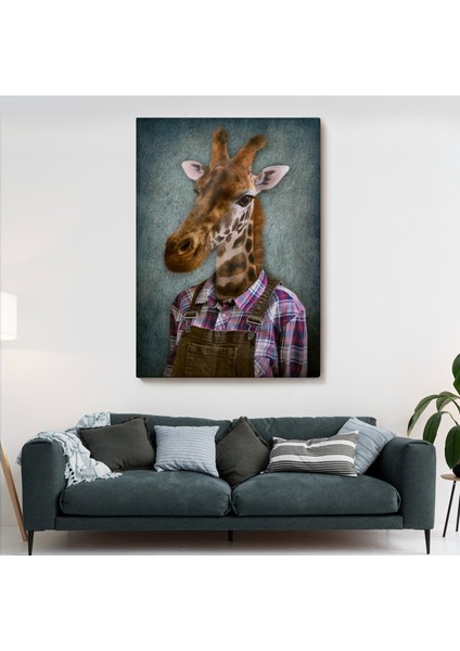 Zurafa Kafalı Insan Kanvas TABLO-4989 fiyatları