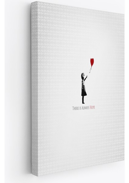 Her Zaman Umut Vardır Yazan Kanvas Tablo, Kırmızı Balonlu Kız ,banksy Grafitti Sokak SANATI-5135