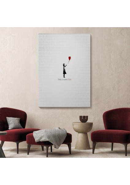Her Zaman Umut Vardır Yazan Kanvas Tablo, Kırmızı Balonlu Kız ,banksy Grafitti Sokak SANATI-5135 fiyatları
