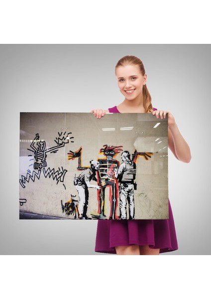 Bansky Grafitiyi Arayan Polisler Kanvas TABLO-5018 fırsatları