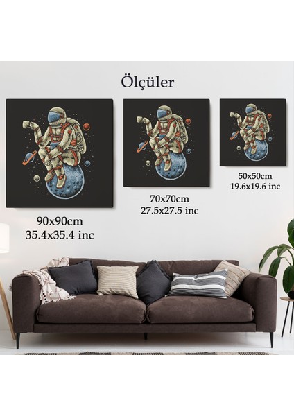 Dünya Üzerinde Dinlenip Kahve Içen Astronot Kanvas TABLO-5098 indirimleri