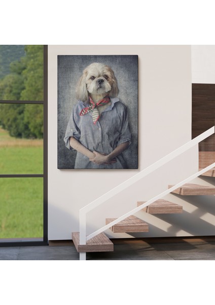 Köpek Kafalı Insan Kanvas TABLO-4998 fırsatları