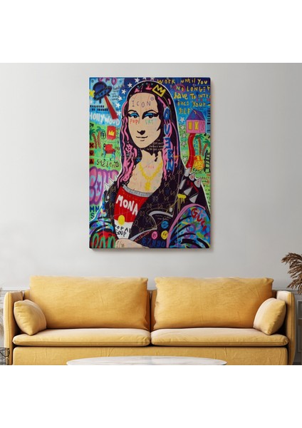 Banksy Renkli Mona Lisa Kanvas Tablo, Pop Art, Sokak Sanatı, Kanvas TABLO-5305