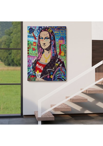 Banksy Renkli Mona Lisa Kanvas Tablo, Pop Art, Sokak Sanatı, Kanvas TABLO-5305