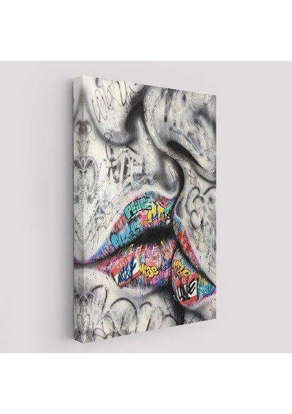 Öpüşme Kanvas Duvar Sanatı, Öpüşme Banksy Tarzı Graffiti Sokak Kanvas TABLO-5313