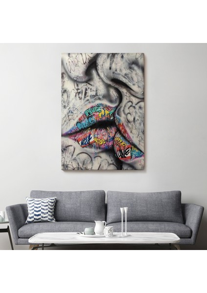 Öpüşme Kanvas Duvar Sanatı, Öpüşme Banksy Tarzı Graffiti Sokak Kanvas TABLO-5313 fiyatları