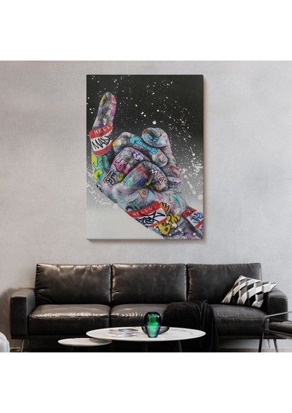 Graffiti Orta Parmak Izi Graffiti, Küfürlü El Hareketi, Hip Hop Anvas TABLO-5314 fiyatları