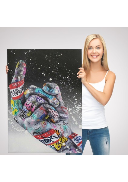 Graffiti Orta Parmak Izi Graffiti, Küfürlü El Hareketi, Hip Hop Anvas TABLO-5314 modelleri