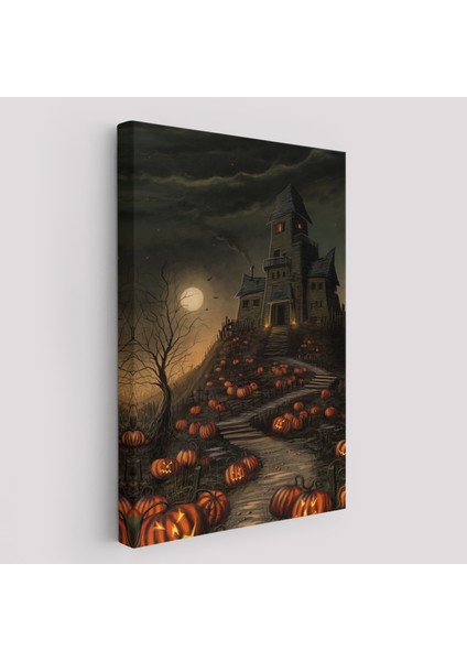 Korku Evi Cadılar Bayramı Dekoru, Cadılar Bayramı Partisi Kanvas TABLO-5248