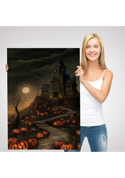 Korku Evi Cadılar Bayramı Dekoru, Cadılar Bayramı Partisi Kanvas TABLO-5248 modelleri