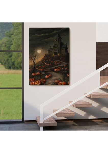 Korku Evi Cadılar Bayramı Dekoru, Cadılar Bayramı Partisi Kanvas TABLO-5248 fırsatları