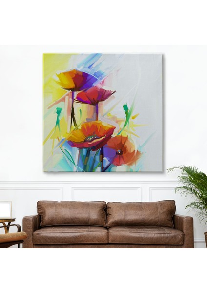 Soyut Çiçekler Yağlıboya Görünüm Dekoratif Kanvas Duvar TABLOSU-5828 fiyatları
