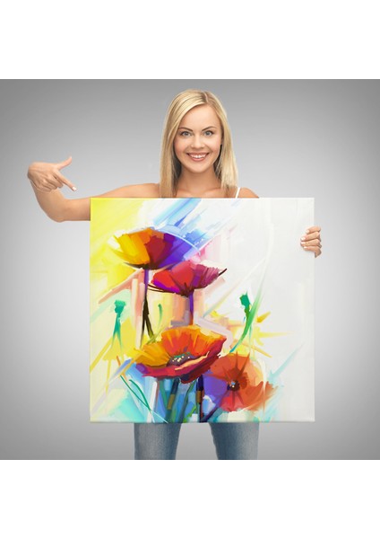 Soyut Çiçekler Yağlıboya Görünüm Dekoratif Kanvas Duvar TABLOSU-5828 modelleri