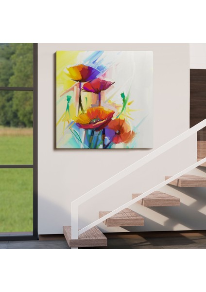 Soyut Çiçekler Yağlıboya Görünüm Dekoratif Kanvas Duvar TABLOSU-5828 fırsatları