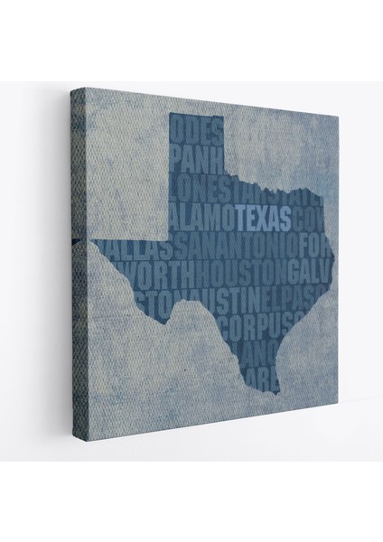 Amerika Teksas Haritası Kanvas TABLO-5895