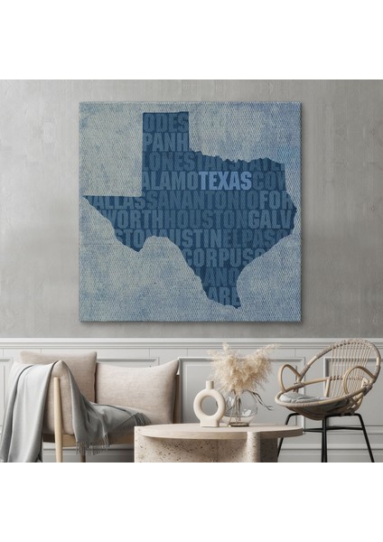 Amerika Teksas Haritası Kanvas TABLO-5895 fiyatları