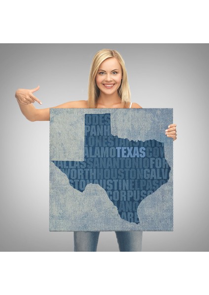 Amerika Teksas Haritası Kanvas TABLO-5895 modelleri