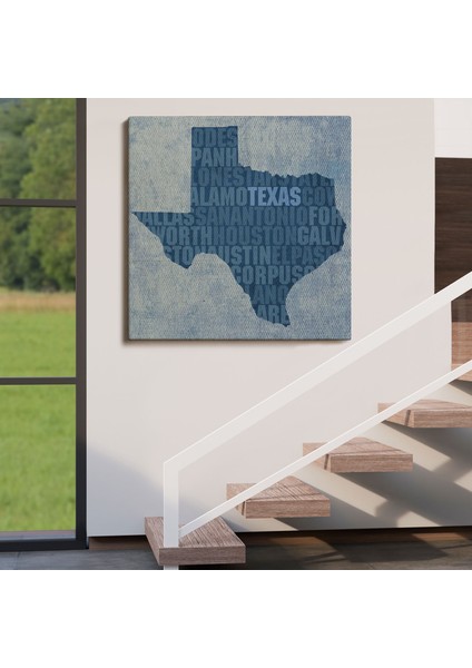Amerika Teksas Haritası Kanvas TABLO-5895 fırsatları
