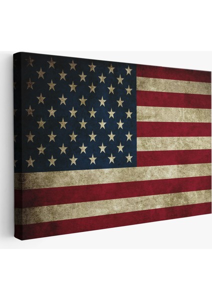 Amerika Birleşik Devletleri Bayrağı Rustik Kanvas TABLO-5412