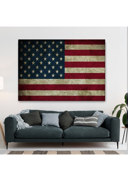 Amerika Birleşik Devletleri Bayrağı Rustik Kanvas TABLO-5412 fiyatları