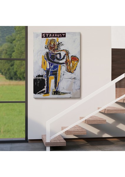 Jean Michel Basquiat Stardust Saksafon Kanvas Tablo, Sokak Sanatı, Pop ART-4963 fırsatları
