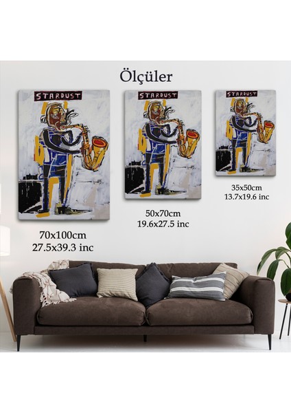 Jean Michel Basquiat Stardust Saksafon Kanvas Tablo, Sokak Sanatı, Pop ART-4963 indirimleri